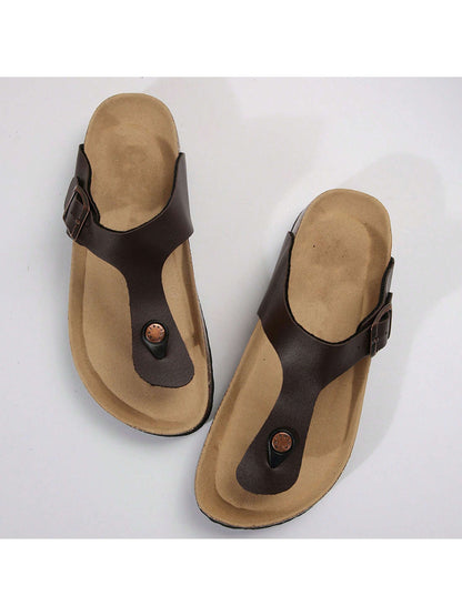 Women's Cork Shoes, Flip-Flops, Sandals, Beach Slippers, Laces, Adjustable Metal Buckles