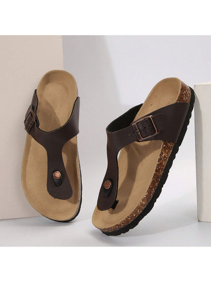 Women's Cork Shoes, Flip-Flops, Sandals, Beach Slippers, Laces, Adjustable Metal Buckles