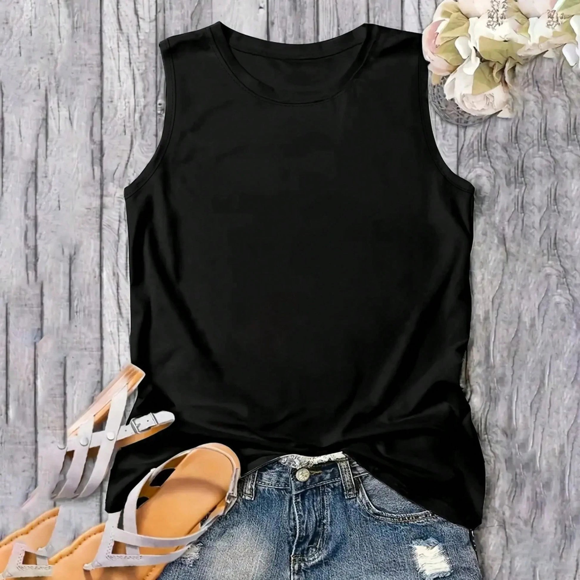 Women's Fashion Standard Size Black Tank Top "YOU'RE KILLIN' ME SMALLS!", Featuring A Cross Baseball Bat And Ball Print, Comfortable Casual Women's T