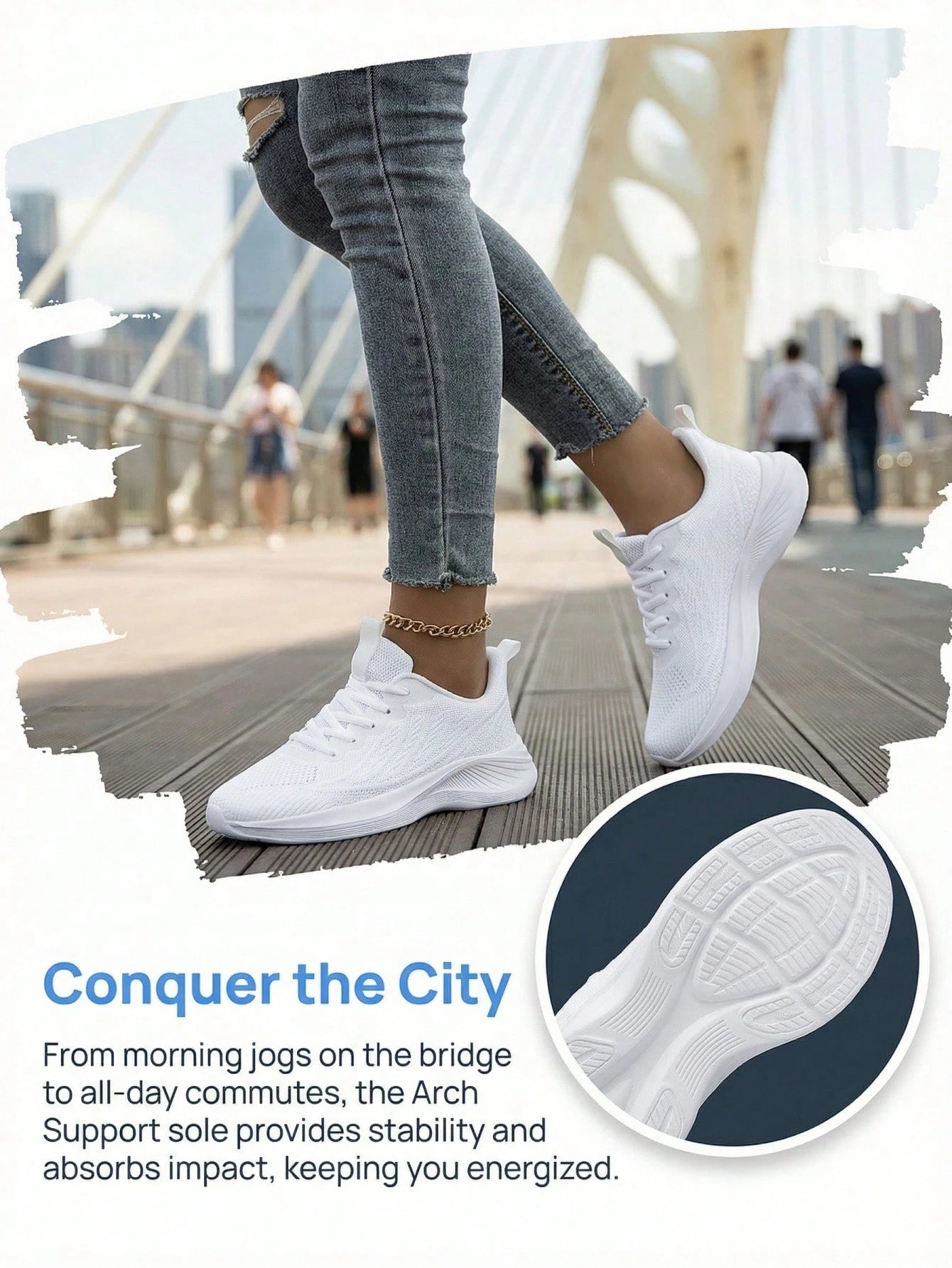 Women's Fashion White Sneakers Low Cut Breathable Athletic Shoes With Eva Foam Sole Comfort Casual Walking Shoes