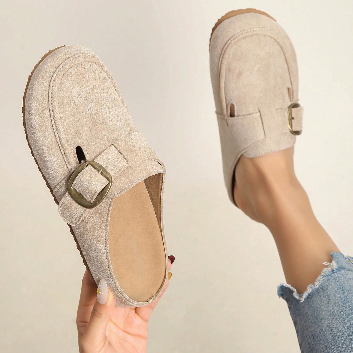 Women's Faux Suede Bow Loafers, Slip-On Thick Soft Sole Comfort Casual Shoes, Beach Outings Everyday Essentials