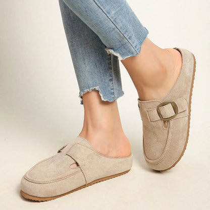 Women's Faux Suede Bow Loafers, Slip-On Thick Soft Sole Comfort Casual Shoes, Beach Outings Everyday Essentials