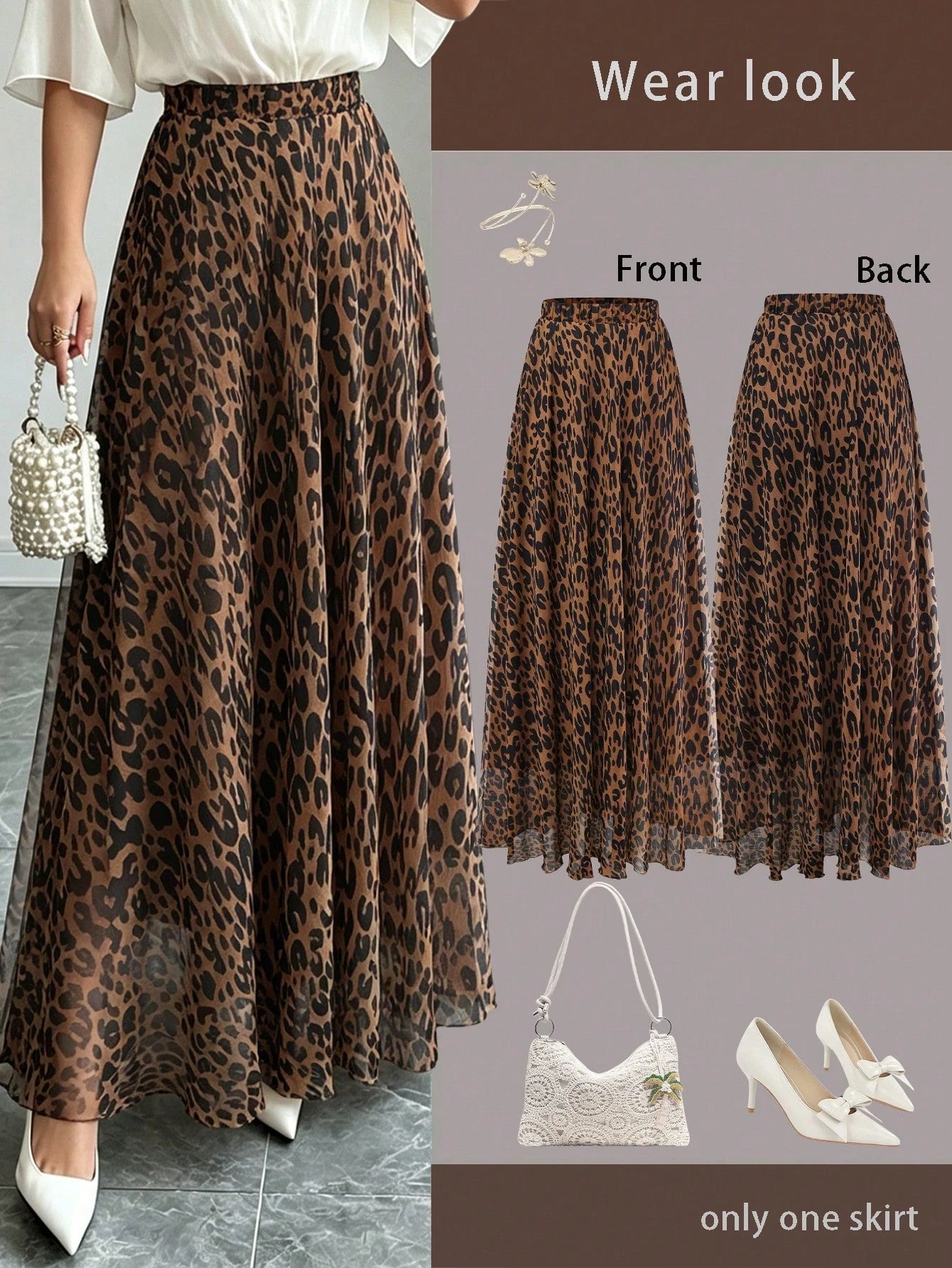 Women's Jacquard Long Elastic Waist Elegant A-Line Skirt, Ditsy Floral, Slimming, Suitable For Vacation, Date, Commute Spring