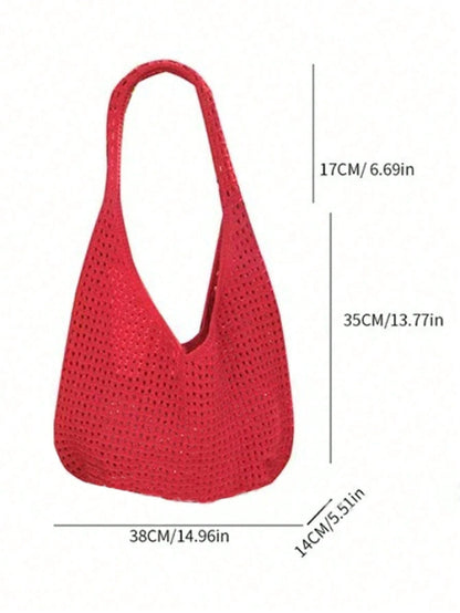 Women's Large Capacity Bohemian Style Knitted Shoulder Bag, Beach Vacation, Beach Bag, Casual Travel, Summer Travel, Shopping, Commuting, Daily Use