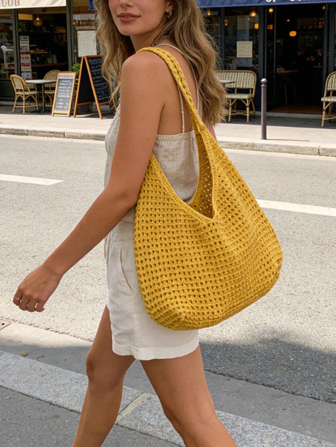 Women's Large Capacity Bohemian Style Knitted Shoulder Bag, Beach Vacation, Beach Bag, Casual Travel, Summer Travel, Shopping, Commuting, Daily Use