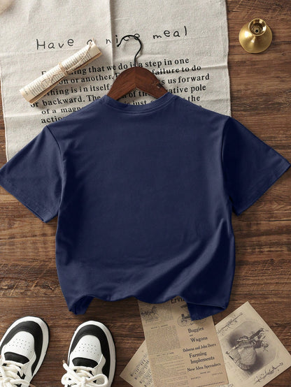 Women's Loose Casual Round Neck Inspirational Slogan Print T-Shirt, Daily Wear Summer, Plus Size Beach Clothes