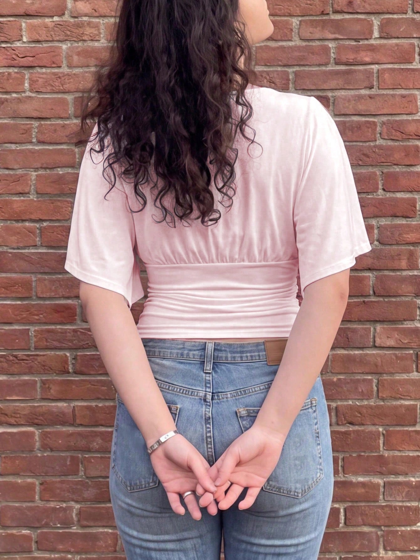 Women's New Fashionable And Elegant White Casual Waist-Cinched T-Shirt, Suitable For Daily Wear, School, Beach, Vacation And Home Pink Summer, Clean Girl Aesthetic