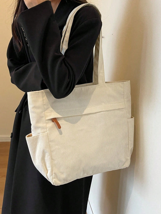 Women's Nylon Tote Bag, Large Capacity Shoulder Bag, Casual Solid Color Minimalist Handbag For Commuting