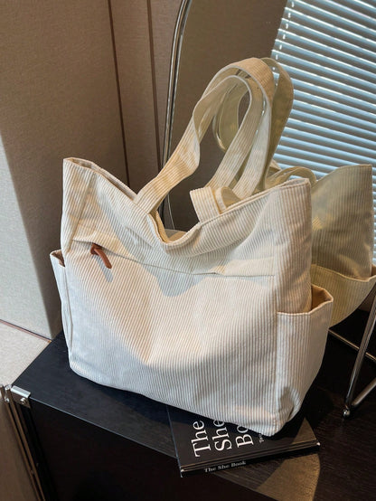 Women's Nylon Tote Bag, Large Capacity Shoulder Bag, Casual Solid Color Minimalist Handbag For Commuting