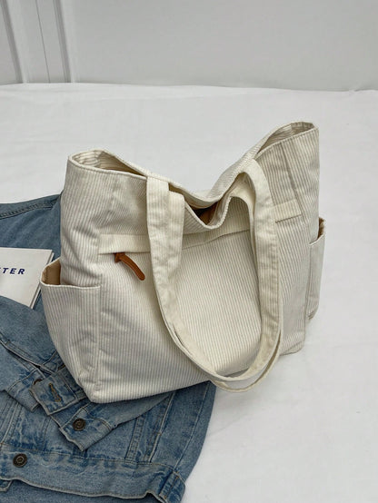 Women's Nylon Tote Bag, Large Capacity Shoulder Bag, Casual Solid Color Minimalist Handbag For Commuting