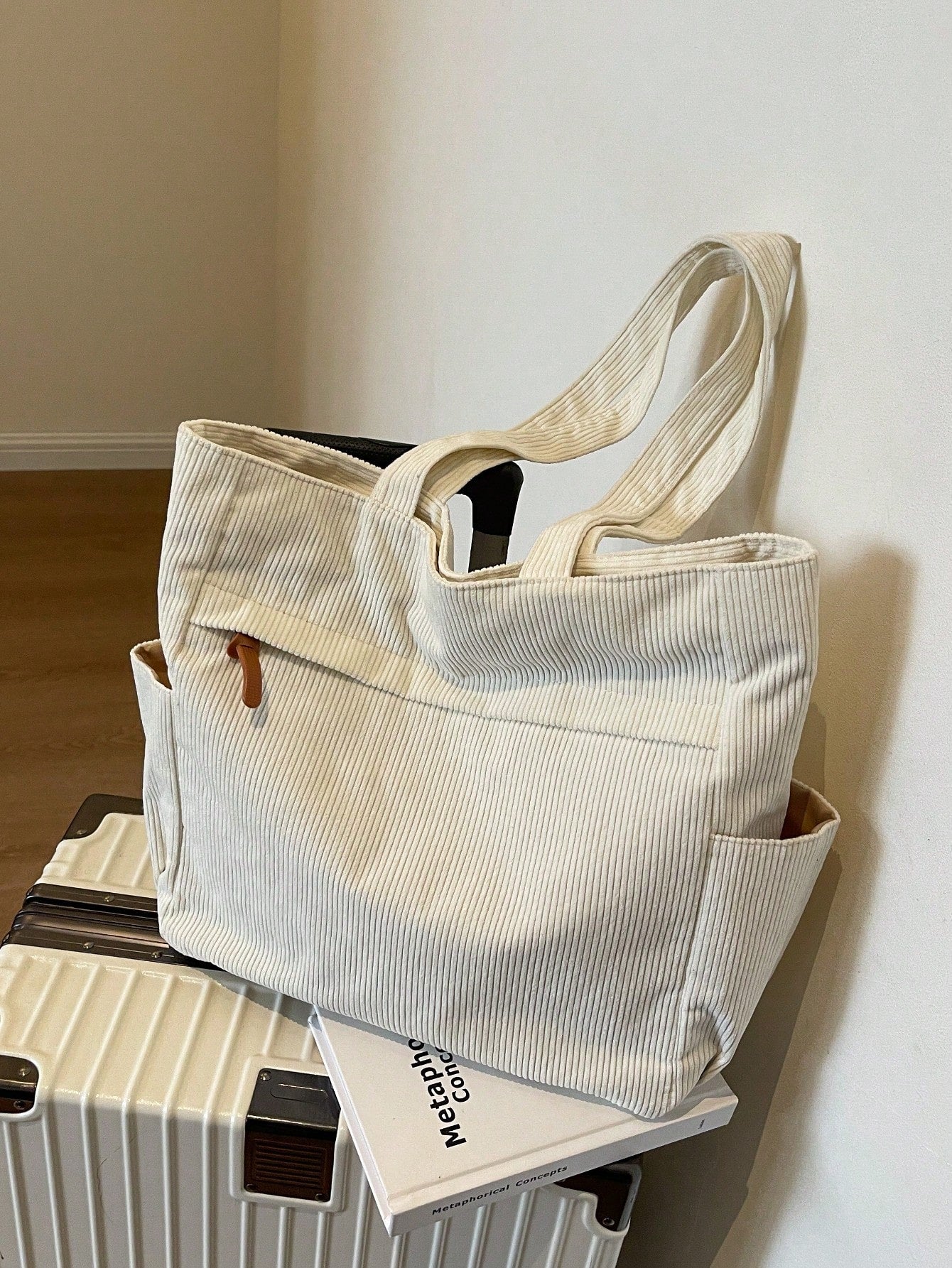 Women's Nylon Tote Bag, Large Capacity Shoulder Bag, Casual Solid Color Minimalist Handbag For Commuting