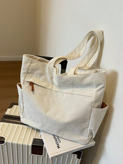 Women's Nylon Tote Bag, Large Capacity Shoulder Bag, Casual Solid Color Minimalist Handbag For Commuting