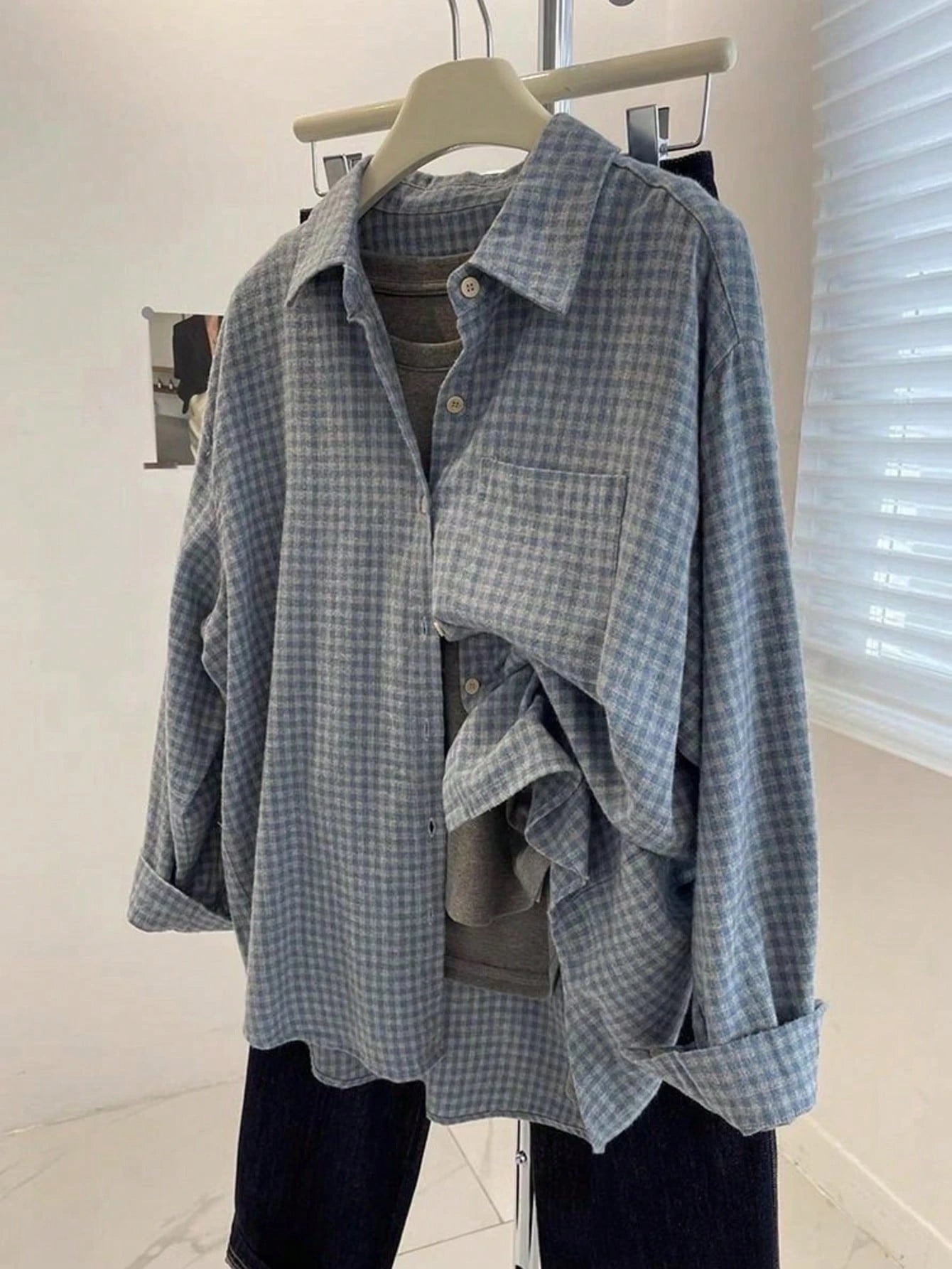 Women's Plaid Minimalist Casual Long Sleeve Brushed Shirt Spring
