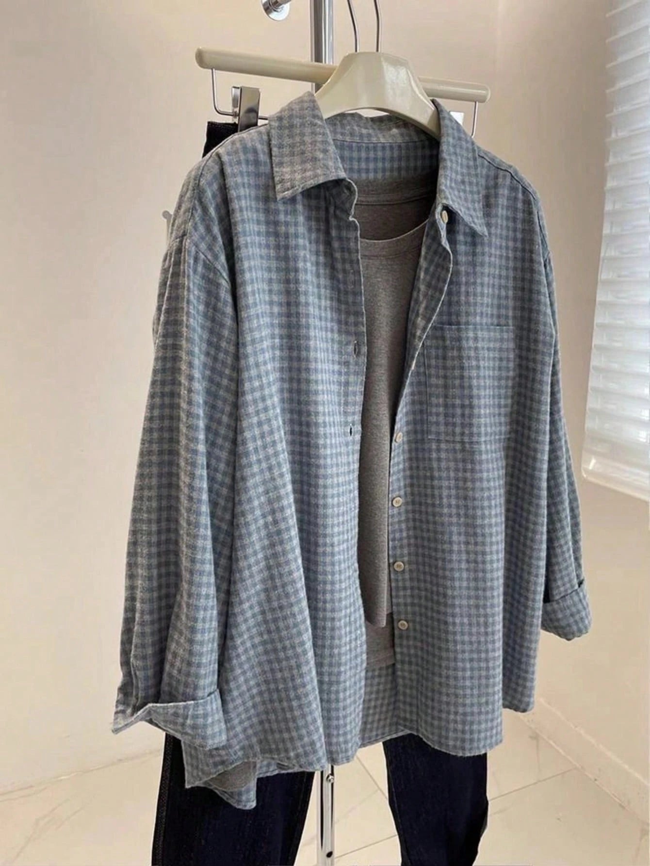 Women's Plaid Minimalist Casual Long Sleeve Brushed Shirt Spring