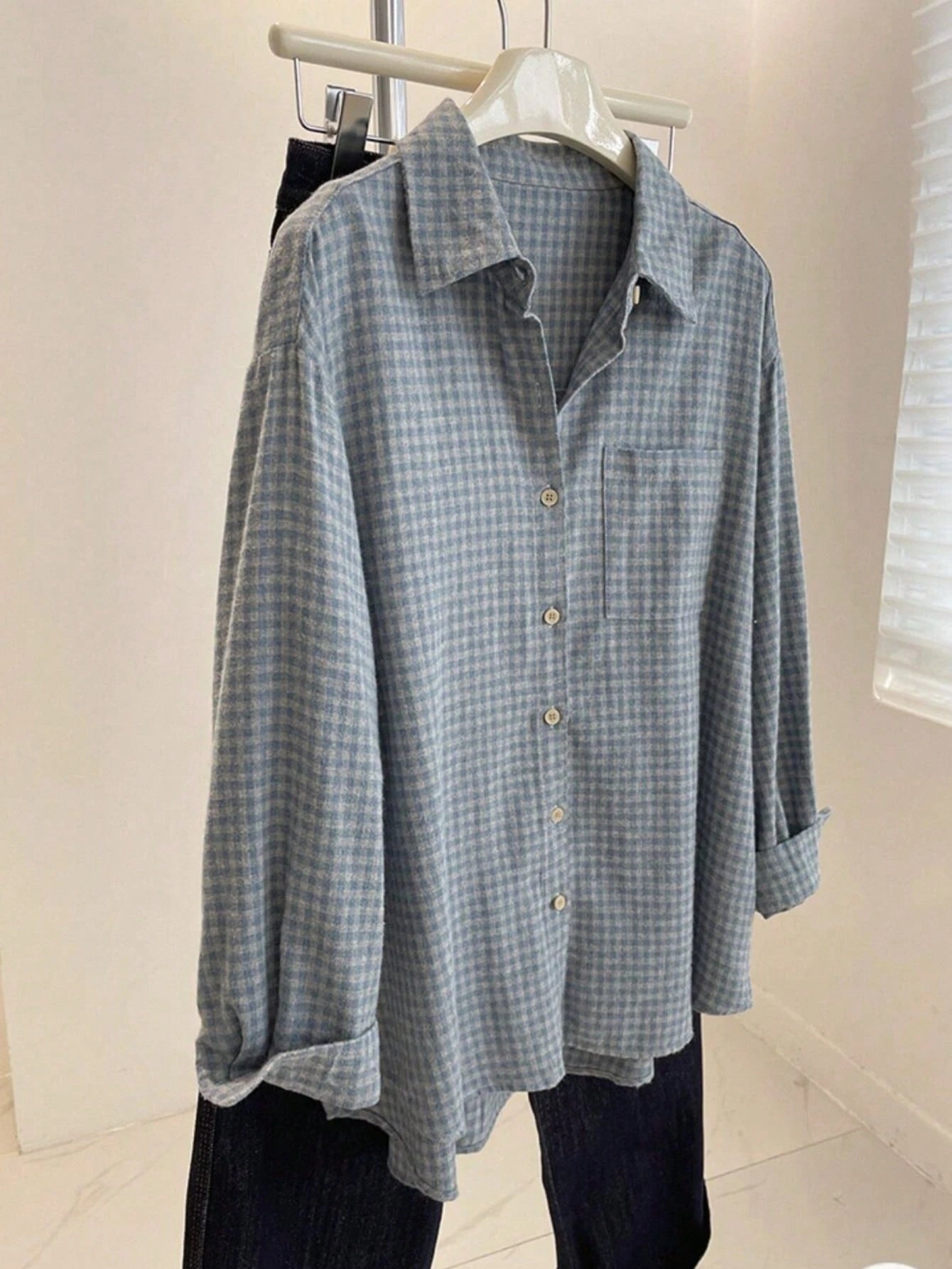 Women's Plaid Minimalist Casual Long Sleeve Brushed Shirt Spring