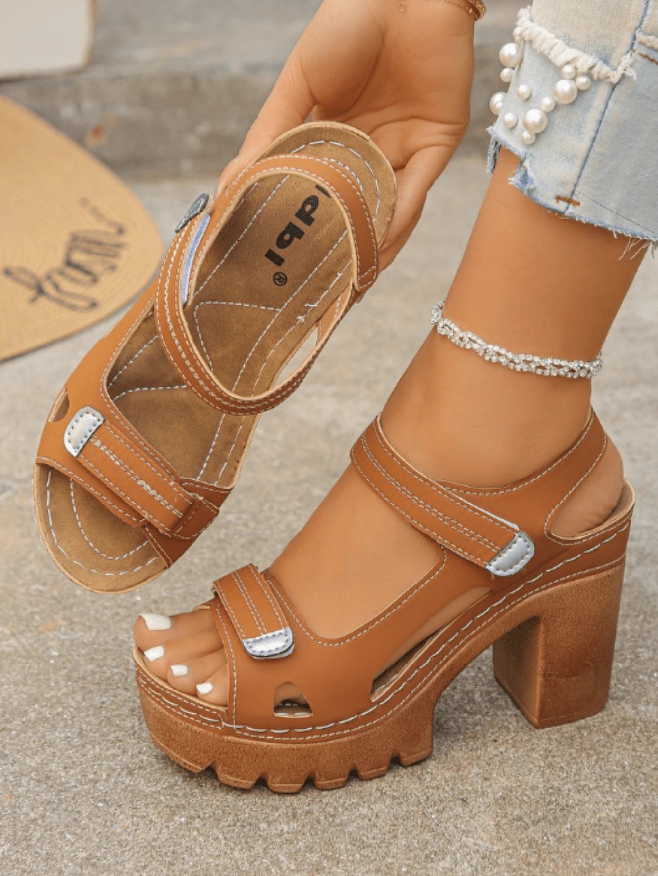 Women's Plus Size High-Heel Sandals, 2026 Summer New Arrival Platform Sandals, Single Strap Sandals, Elegant Style Ladies Sandals