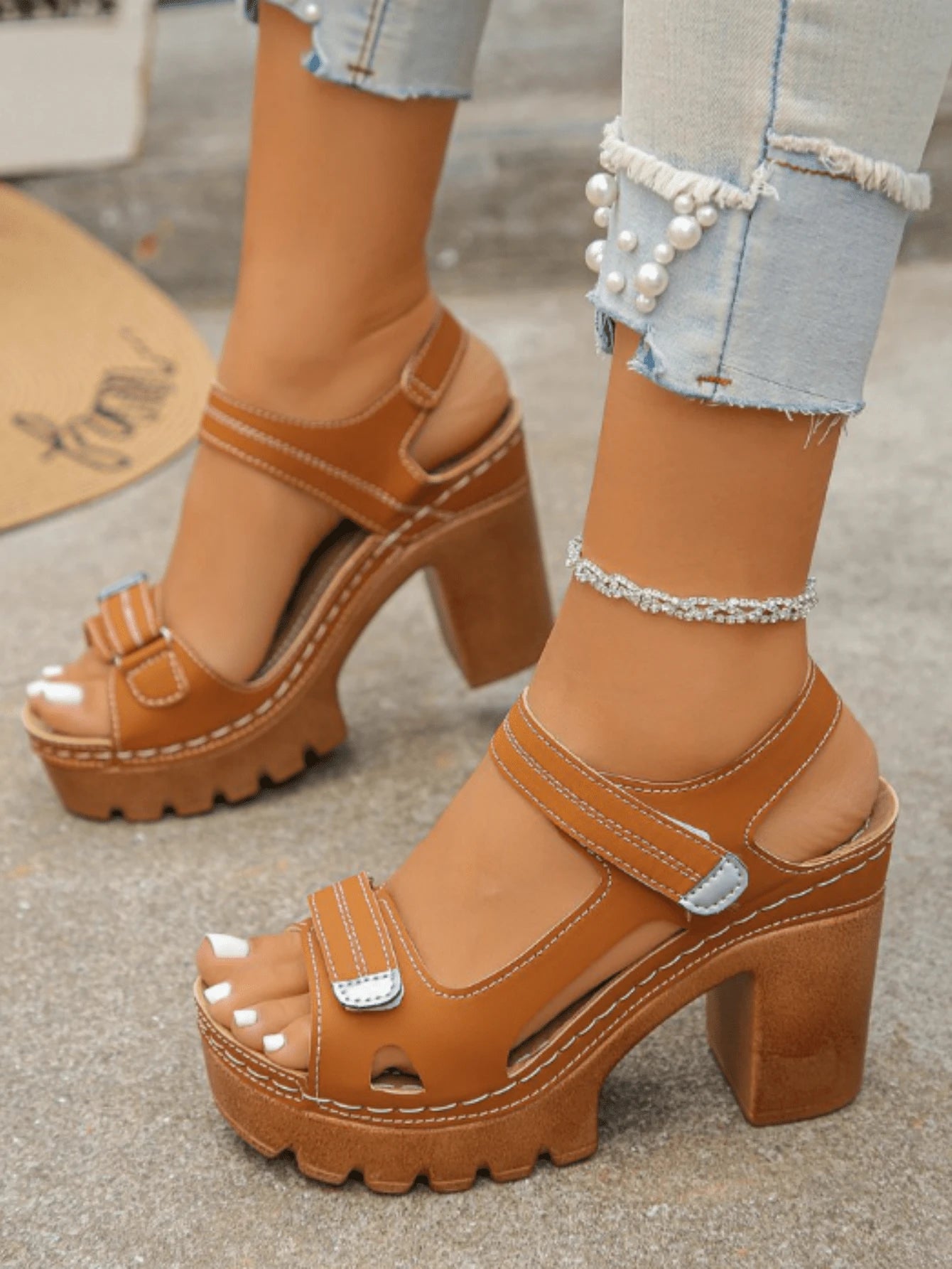 Women's Plus Size High-Heel Sandals, 2026 Summer New Arrival Platform Sandals, Single Strap Sandals, Elegant Style Ladies Sandals