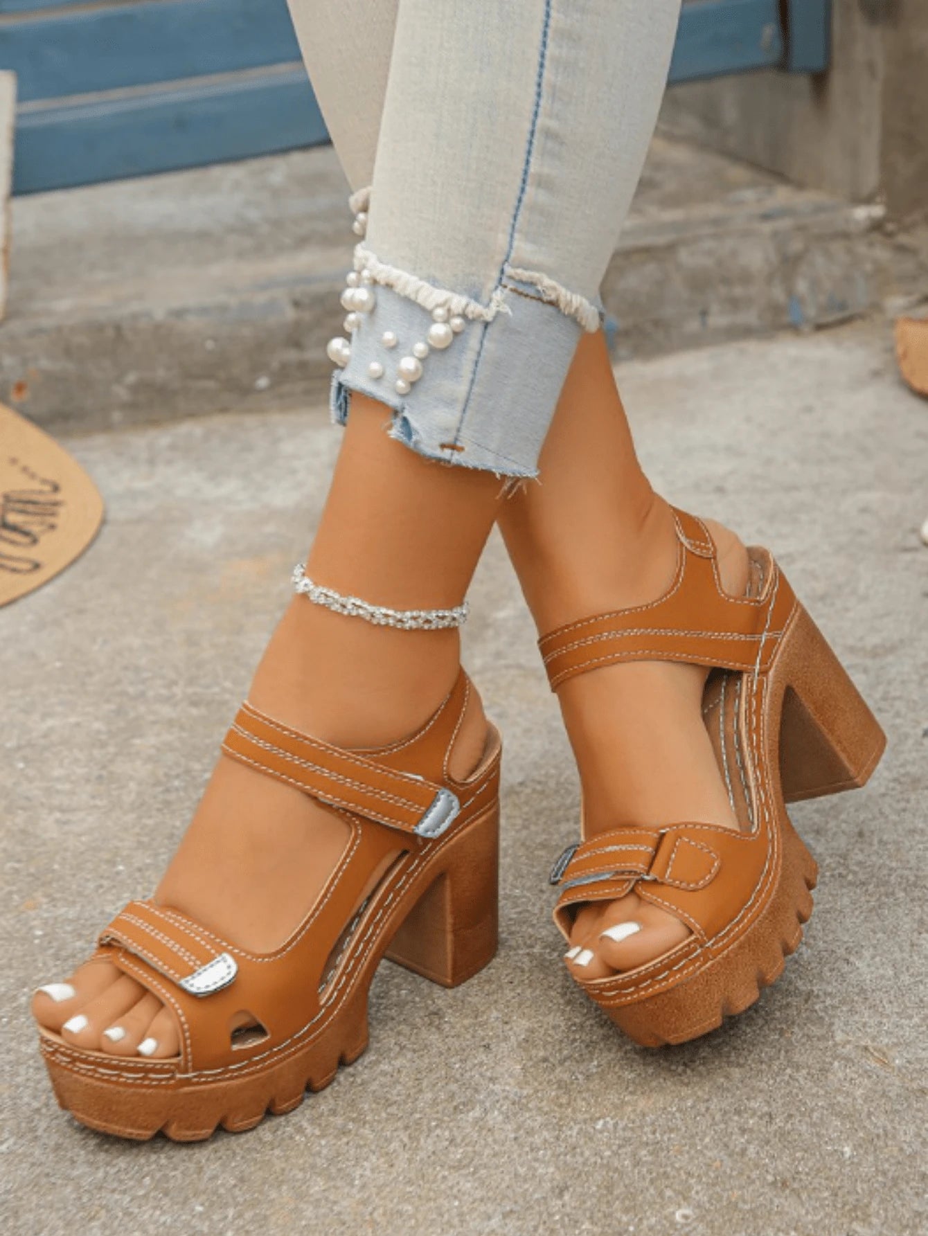 Women's Plus Size High-Heel Sandals, 2026 Summer New Arrival Platform Sandals, Single Strap Sandals, Elegant Style Ladies Sandals