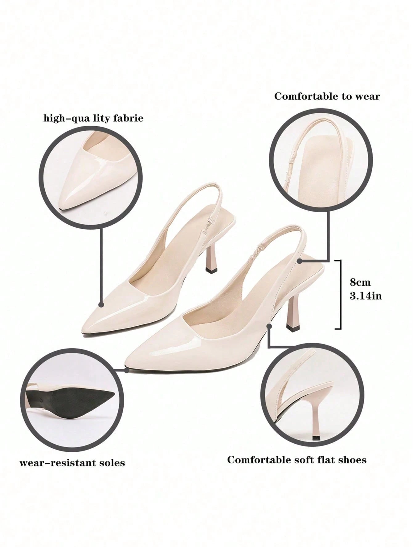 Women's Pointed Toe Narrow Heel Pumps, Elastic Backless Mule Sandals, Office Siren