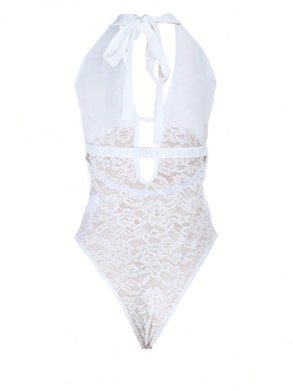 Women's Sexy Hollow Lace Halter Neck Jumpsuit, Music Festival, Summer, Black, Going Out, Party, Beach