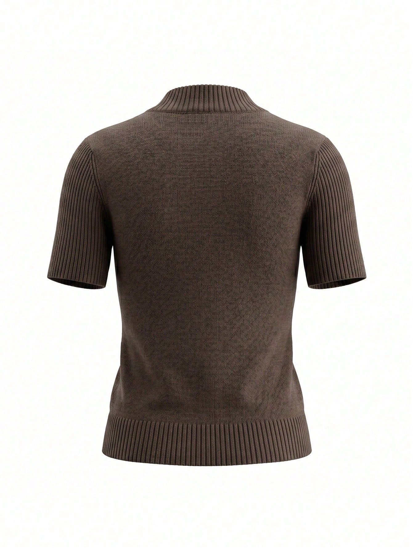 Women's Short Sleeve High Neck Sweater Autumn Regular Fit High Elasticity Top