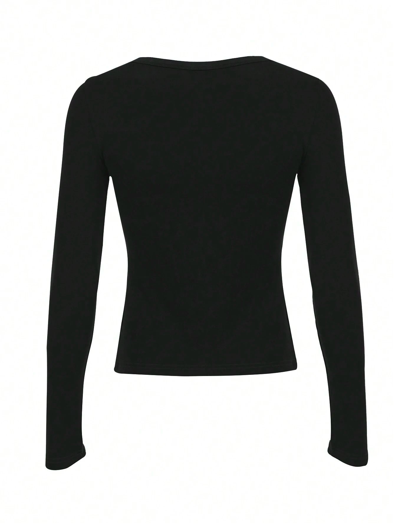 Women's Solid Color Button Half Placket Long Sleeve Casual T-Shirt, Spring/Summer