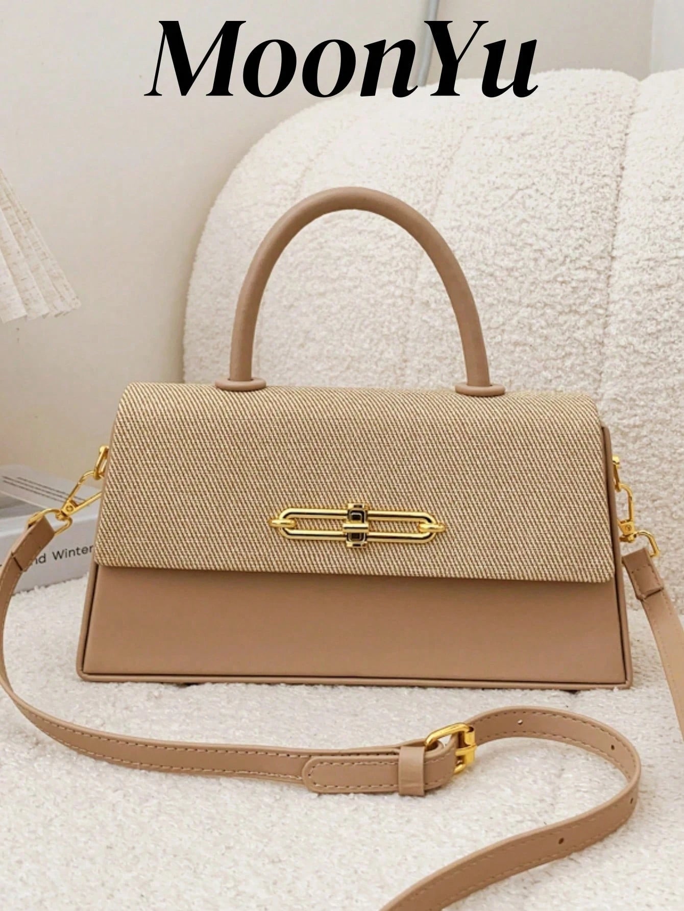 Women's Structured Box-Shaped Tote Bag, Fashionable & Elegant Lady Handbag, Crossbody Black Bag