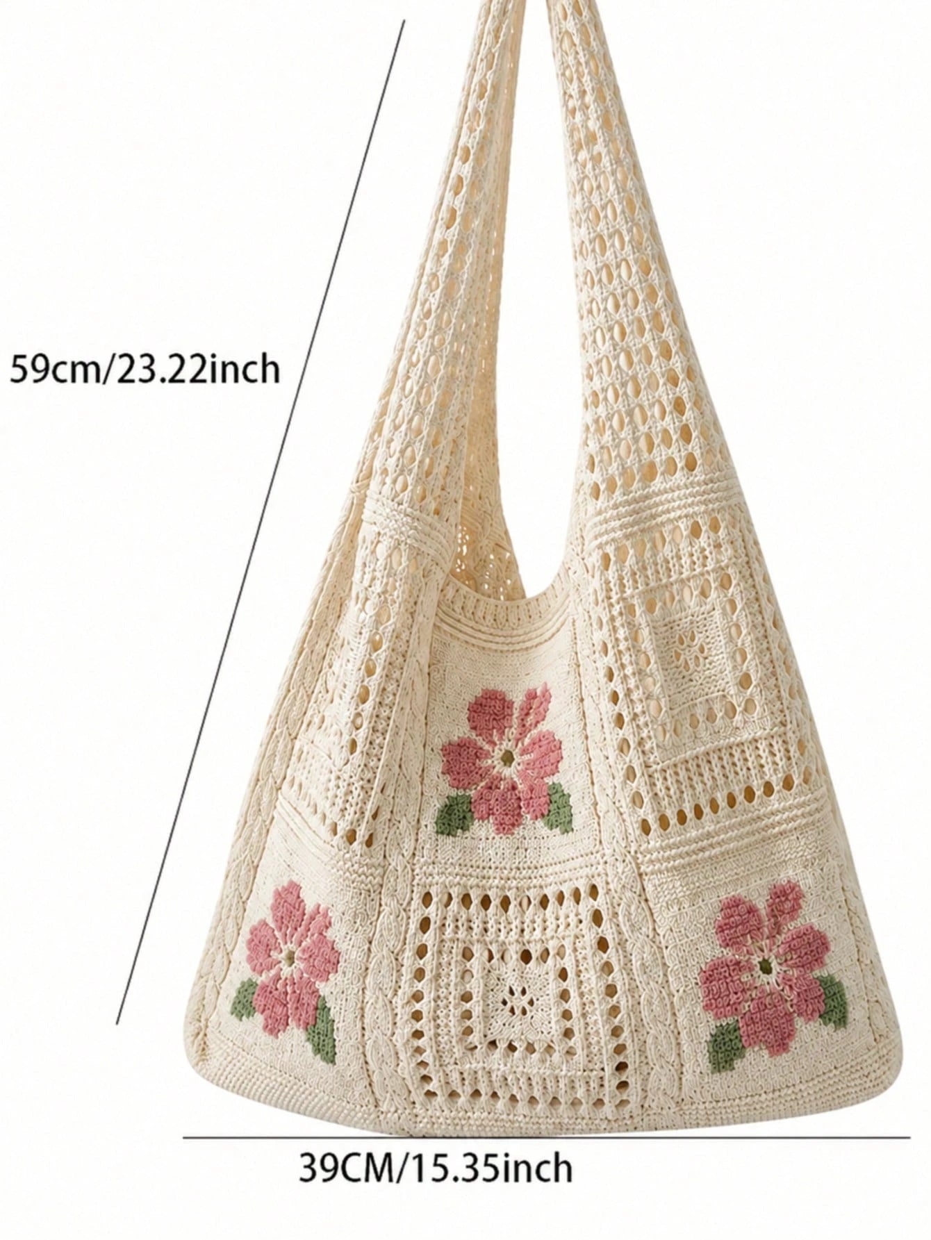 Women's Summer Beach Tote Bag, Crochet Design, Turtle Pattern, Large Capacity Open Handle, Suitable For Casual Outings And Beach Vacations