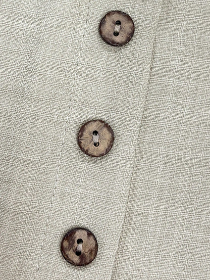 Women's Summer Beige Linen Sleeveless Blouse,Casual Chique Everyday V-Neck Button Down Waistcoat,Elegant Office Business Tops For Women New Arrivals