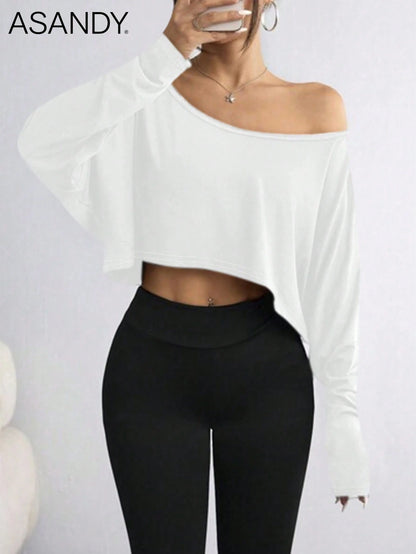 Women's Summer Independence Day Off-The-Shoulder Beach T-Shirt- Loose Casual Top, Everyday Home Suit