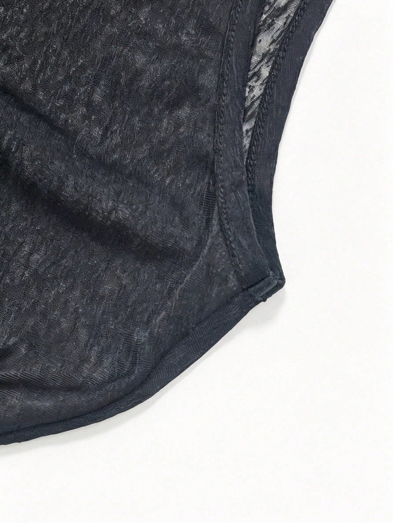 Women's Transparent Batwing Sleeve Round Neck Top, Regular Asymmetric Hem, Knit Fabric With Moderate Stretch Black Summer, Y2K Aesthetic