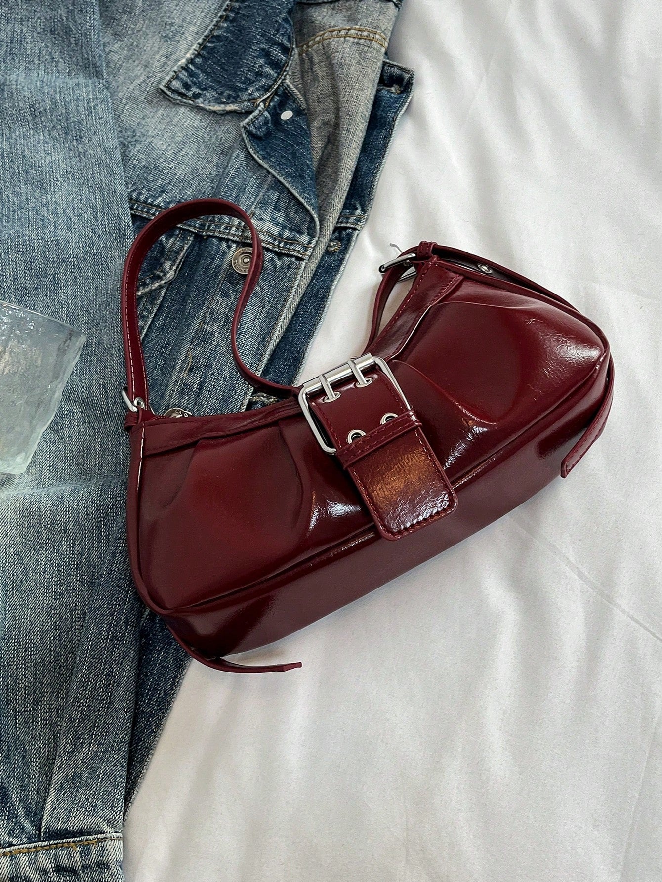 Women's Vintage Punk Rivet Motorcycle Bag, Shoulder Underarm Bag For Work And Commute