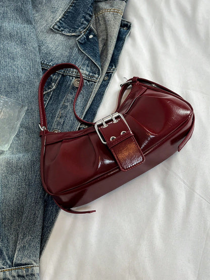 Women's Vintage Punk Rivet Motorcycle Bag, Shoulder Underarm Bag For Work And Commute