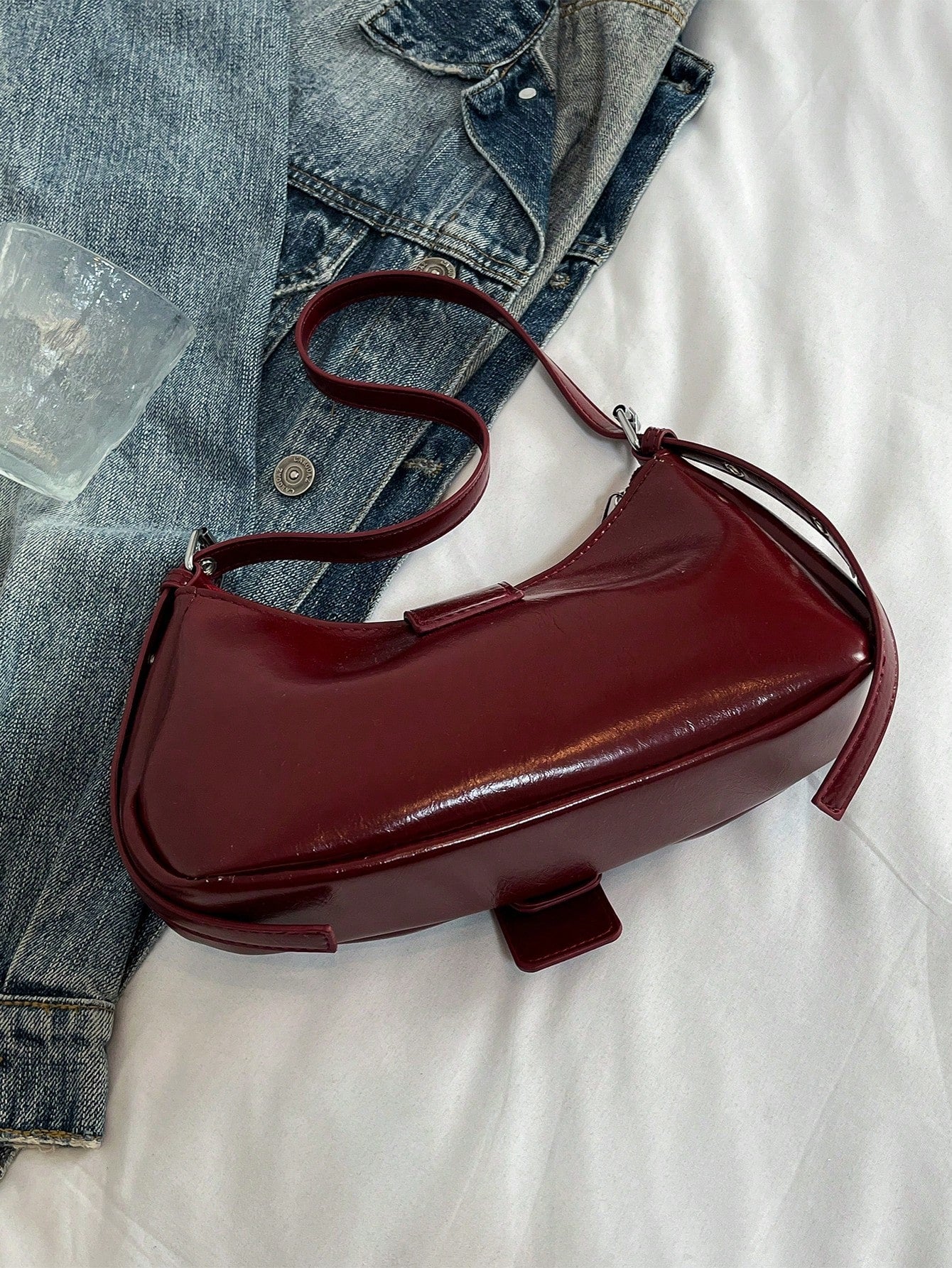 Women's Vintage Punk Rivet Motorcycle Bag, Shoulder Underarm Bag For Work And Commute