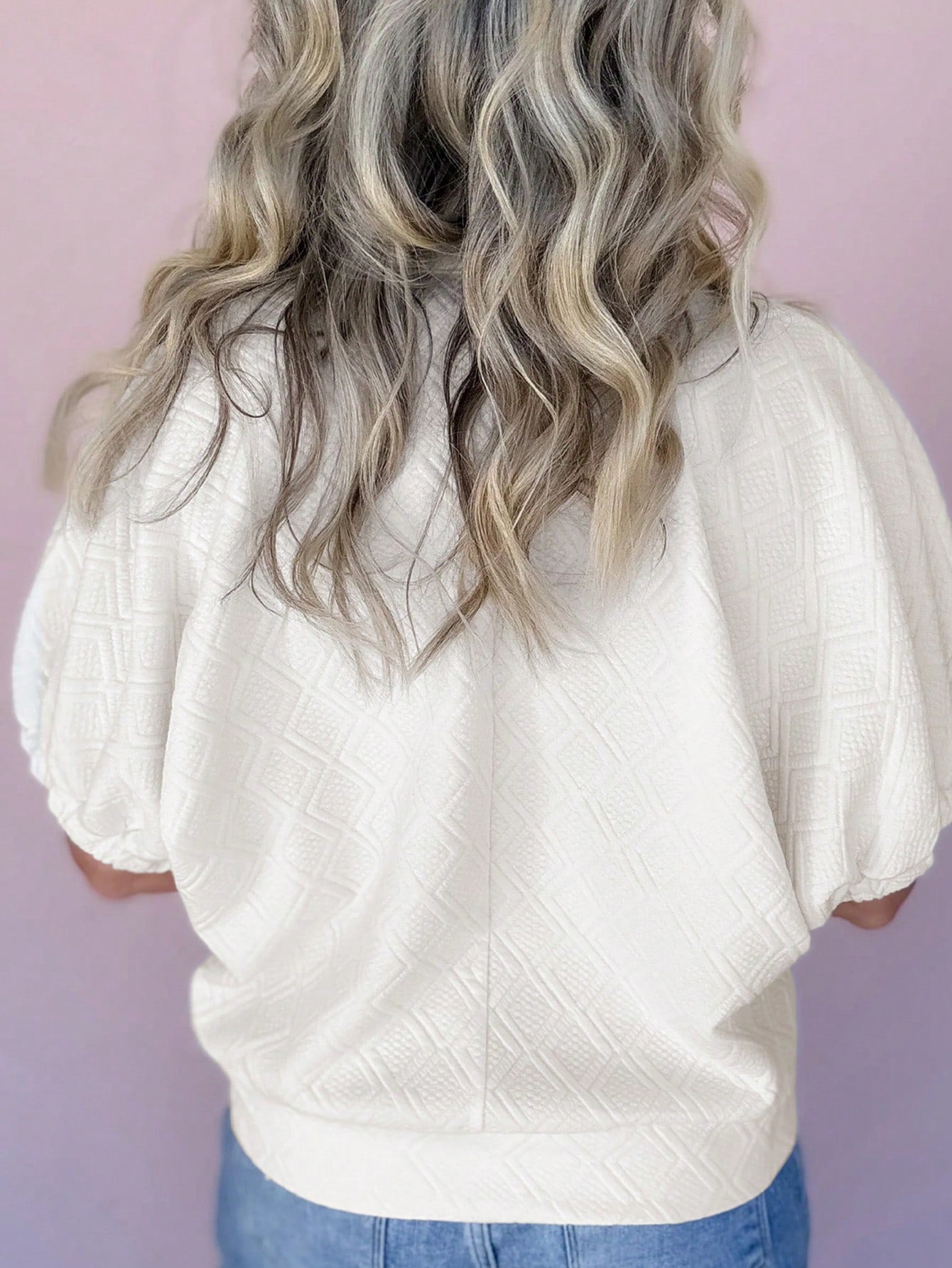 Women's White Drop Shoulder Striped Zip-Up Textured T-Shirt, Spring/Summer