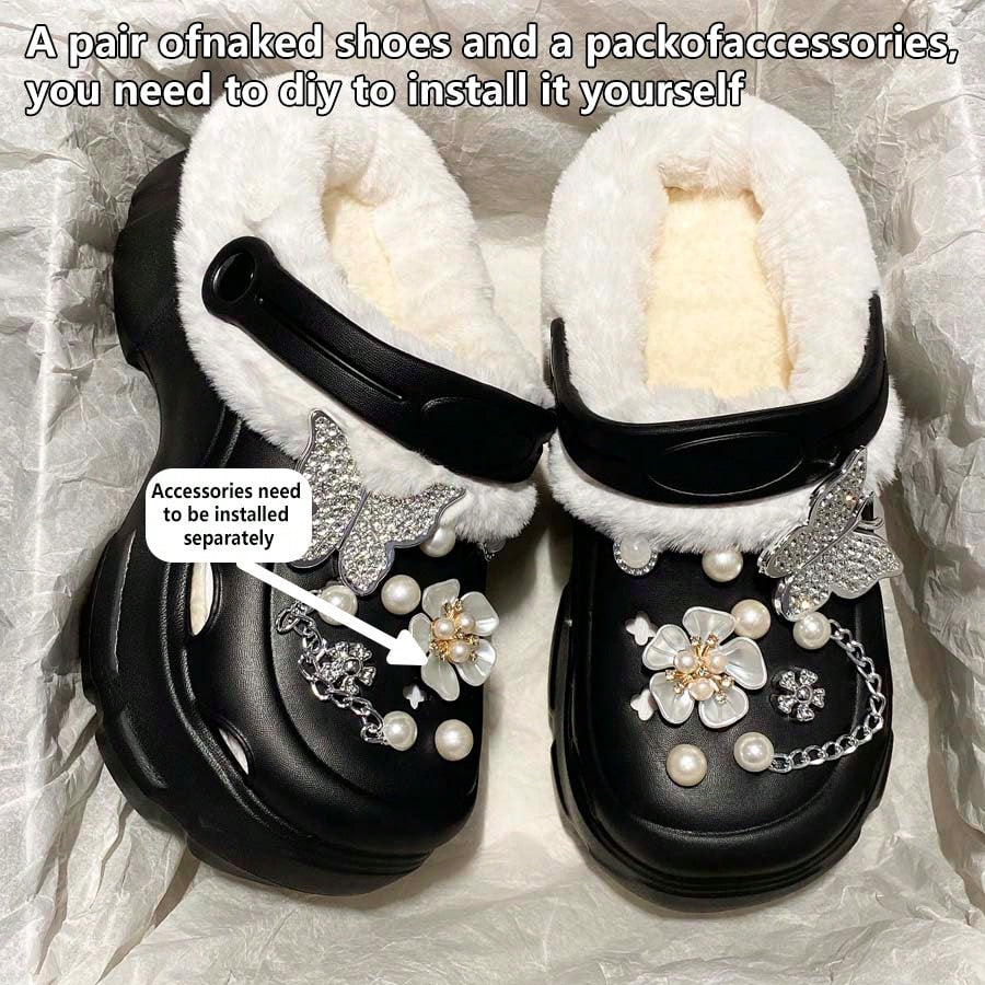 Women's Winter Versatile Casual Thermal Lined Warm Clog Shoes, Thick Sole EVA Soft Bottom Comfortable Outdoor Commute Lightweight Plush Shoes