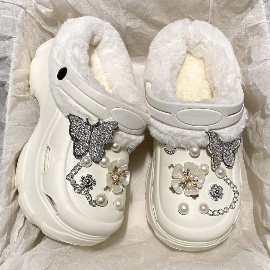 Women's Winter Versatile Casual Thermal Lined Warm Clog Shoes, Thick Sole EVA Soft Bottom Comfortable Outdoor Commute Lightweight Plush Shoes