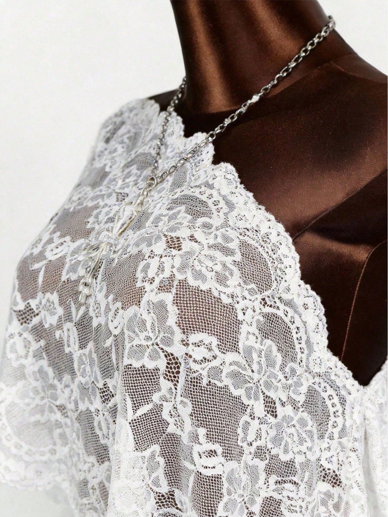 Women's Y2K Vintage Sexy Romantic Fashion Loose Translucent Lace Top, Women's Summer Shawl, Women's Cover-Up, Party, Graduation White