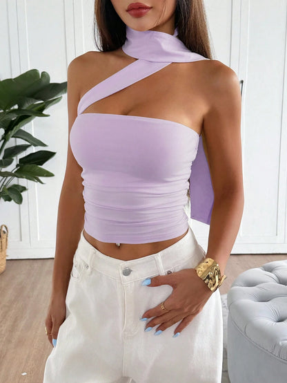 Women Summer Knit Top,Adjustable Strapless Top, Purple,For Vacation,Party,Beach,Graduation,Holiday, Birthday