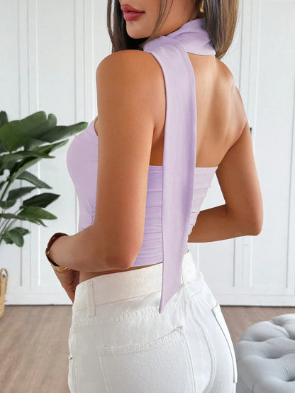 Women Summer Knit Top,Adjustable Strapless Top, Purple,For Vacation,Party,Beach,Graduation,Holiday, Birthday