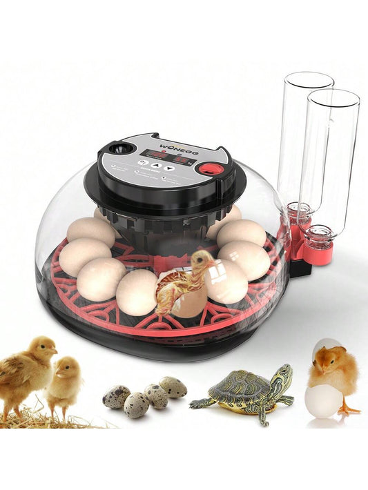 WONEEGG Egg Incubator For Hatching Chicks, Automatic Egg Turner Holds 12 Eggs, Smart Incubator 360° Clear Window With Temperature Display Egg Candler For Small Poultry Chickens Ducks Quails Eggs