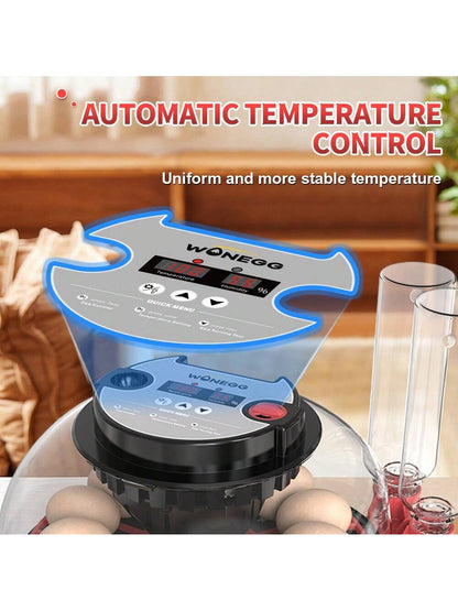 WONEEGG Egg Incubator For Hatching Chicks, Automatic Egg Turner Holds 12 Eggs, Smart Incubator 360° Clear Window With Temperature Display Egg Candler For Small Poultry Chickens Ducks Quails Eggs