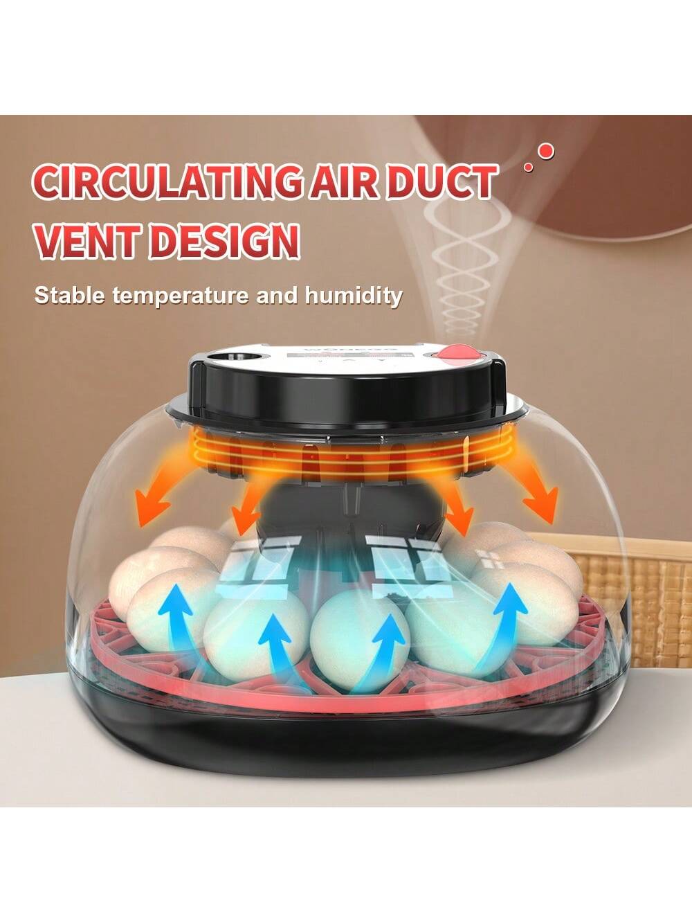 WONEEGG Egg Incubator For Hatching Chicks, Automatic Egg Turner Holds 12 Eggs, Smart Incubator 360° Clear Window With Temperature Display Egg Candler For Small Poultry Chickens Ducks Quails Eggs