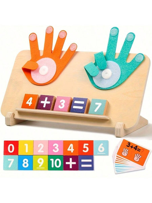 Wooden Arithmetic Learning Board For Children Over 3 Years Old- Educational Toy With Number Blocks And Math Operation Cards, Interactive Addition And Subtraction Cognitive Tool For Early