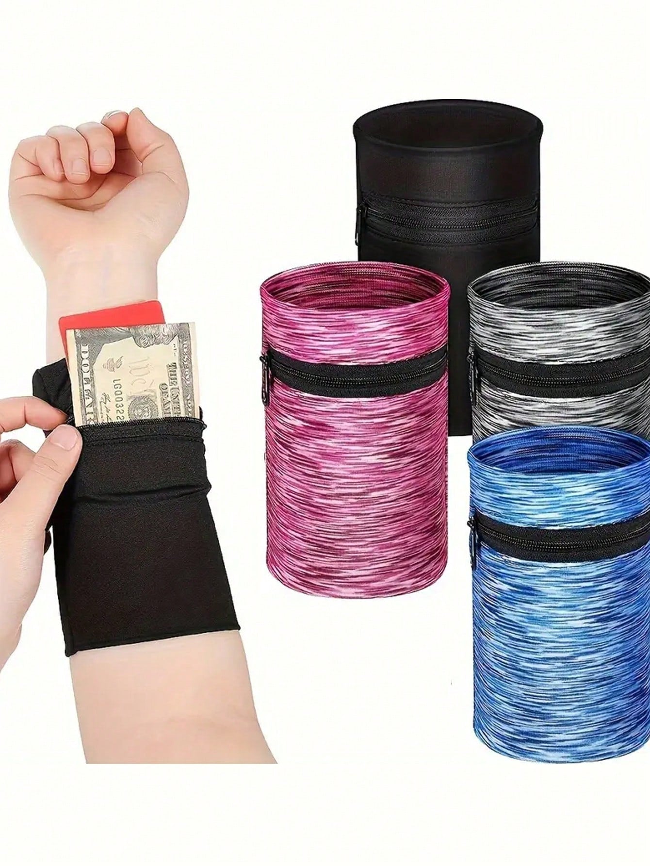 Wrist Wallet With Zipper, Breathable Arm Phone Pouch, Mini Coin Purse For Outdoor Sports And Travel Accessories, Multi-Functional Lightweight Wristband Wallet Bag With Zipper- Durable Nylon, Black