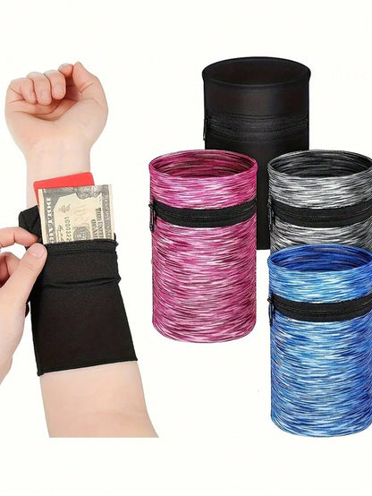 Wrist Wallet With Zipper, Breathable Arm Phone Pouch, Mini Coin Purse For Outdoor Sports And Travel Accessories, Multi-Functional Lightweight Wristband Wallet Bag With Zipper- Durable Nylon, Black