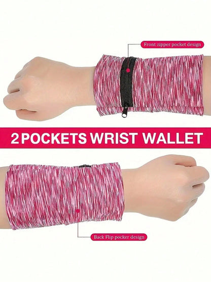 Wrist Wallet With Zipper, Breathable Arm Phone Pouch, Mini Coin Purse For Outdoor Sports And Travel Accessories, Multi-Functional Lightweight Wristband Wallet Bag With Zipper- Durable Nylon, Black