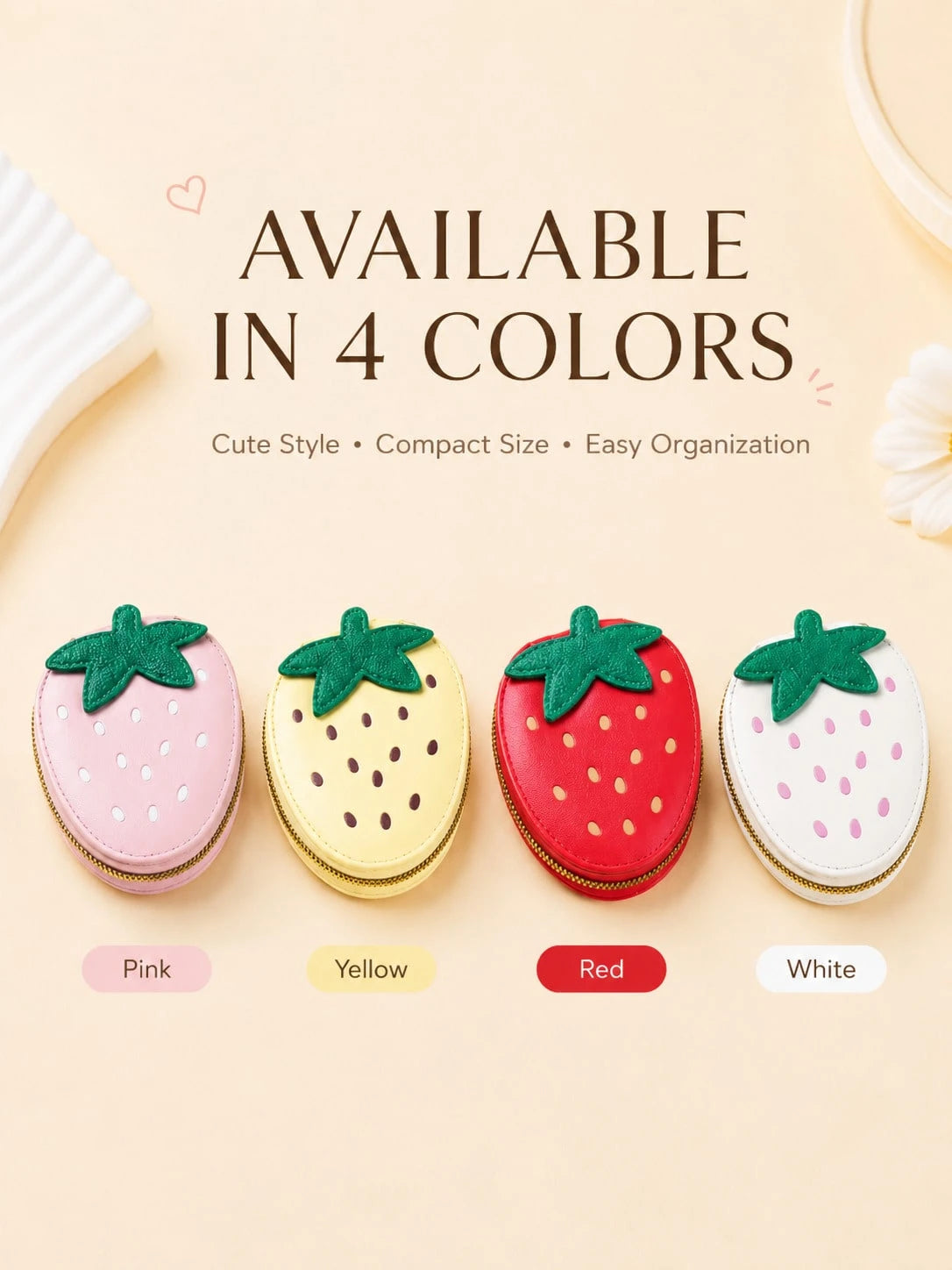 XD Cute Fruit Pattern Coin Purse, Made Of PU Material, An Eye-Catching Fashionable Coin Storage Bag. Its Exterior Design Is Outstanding, And The Interior Features A Practical Accordion-Style Card Hold