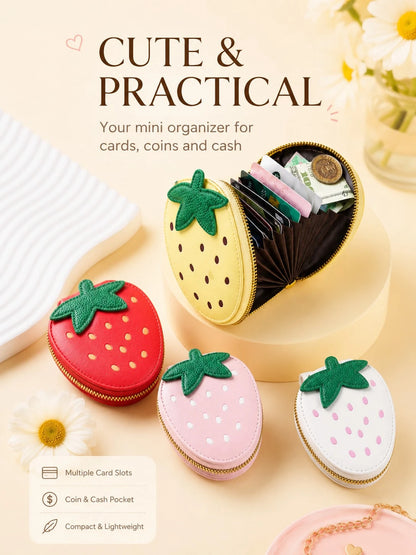 XD Cute Fruit Pattern Coin Purse, Made Of PU Material, An Eye-Catching Fashionable Coin Storage Bag. Its Exterior Design Is Outstanding, And The Interior Features A Practical Accordion-Style Card Hold