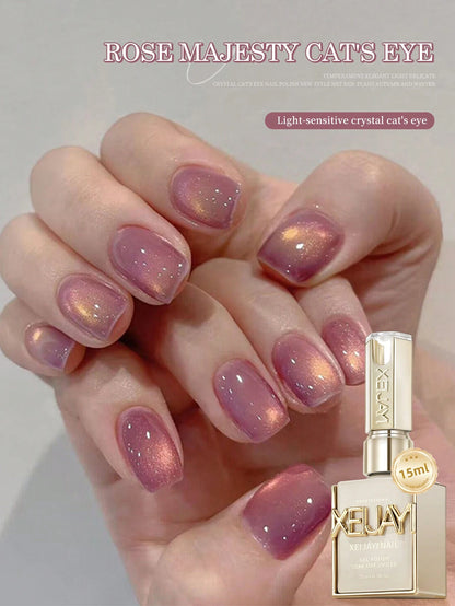 XEIJAYI 1Pc 15Ml Rose Majesty Cat Eye Nail Polish Soak Off UV LED Gel Varnish Nail Art For Women DIY-No Magnetic Stick Included